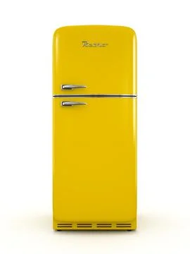 Retro fridge isolated on white background 3D rendering Stock Illustration