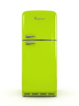 Retro fridge isolated on white background 3D rendering Stock Illustration