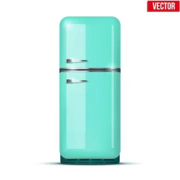 Retro Fridge refrigerator. Vector isolated on white background Stock Illustration