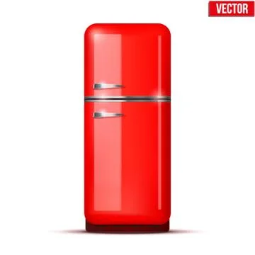 Retro Fridge refrigerator. Vector isolated on white background Stock Illustration