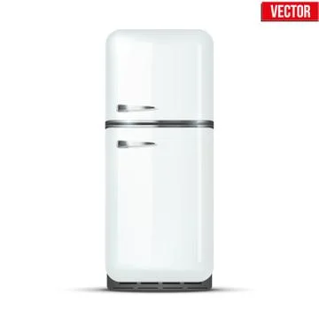 Retro Fridge refrigerator. Vector isolated on white background Stock Illustration