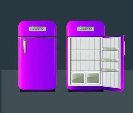 Retro fridge. vector illusttration. Vector transparent object 10 eps. Stock Illustration
