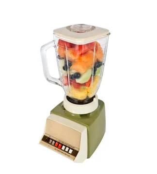 Retro fruit filled blender Stock Photos