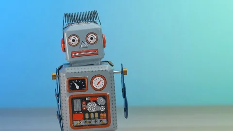 Retro Funny Robot Toy With Copyspace Stock Footage 104729858