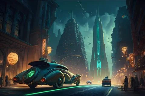 Retro Future City Stock Illustration