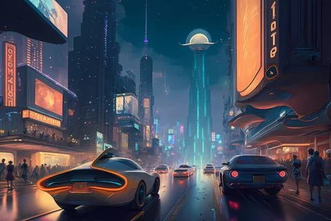Retro Future City Stock Illustration