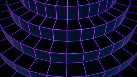Retro future rotating purple wireframe circular stairs vintage videotape footage Stock Footage 123725135