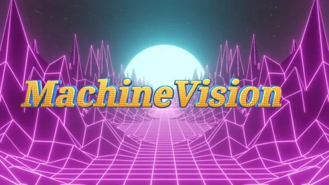 Retro future scifi digital landscape with glowing grid with wireframe mountains Stock Footage 343550500