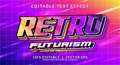 Retro futurism vector text effect with modern style design Stock Illustration