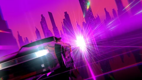 Retro-futuristic 80s style Car Stock Footage 97781114