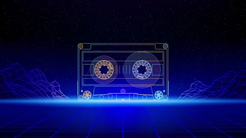 Retro futuristic abstract animated background. Synthwave 80s style video. Audio Stock Footage 320397615