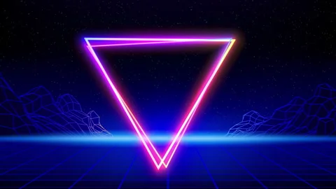 Retro futuristic abstract animated background. Synthwave 80s style video. Neon Stock Footage 320397640