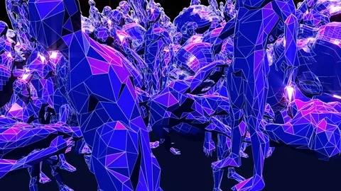 Retro Futuristic background of lowpoly men. Stock-Footage 171483774