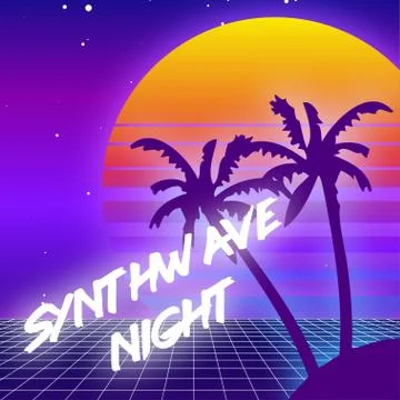Retro futuristic background in synthwave and retrowave style Illustrazione stock