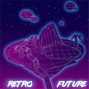 Retro futuristic background in synthwave and retrowave style 스톡 일러스트