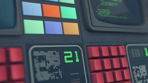 Retro futuristic computer Video stock 151781204