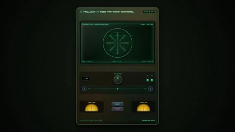 Retro Futuristic Computer Terminal Interface with Test Pattern Display Stock Footage 348126502