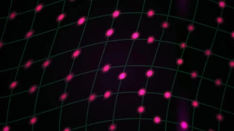 Retro futuristic Digital Sphere Grid Animation with Glowing Pink Dots and M.. Stock Footage 343763870