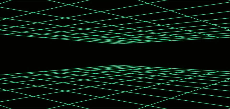 Retro futuristic double perspective grid. Digital cyberspace. Network conne.. Stock Illustration