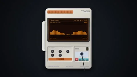 Retro futuristic electronic control panel with spectrum analyzer display Vídeos de archivo 347787878