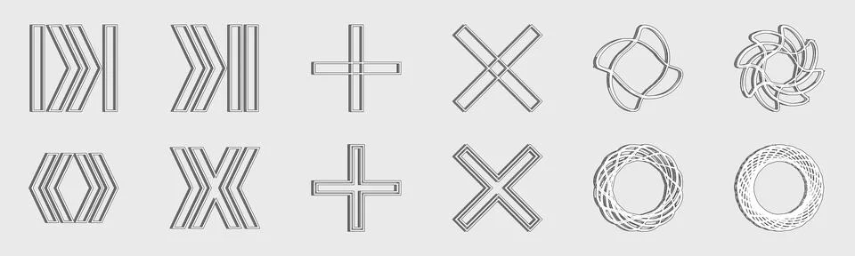 Retro futuristic elements for design. Big collection of abstract graphic Illustrazione stock