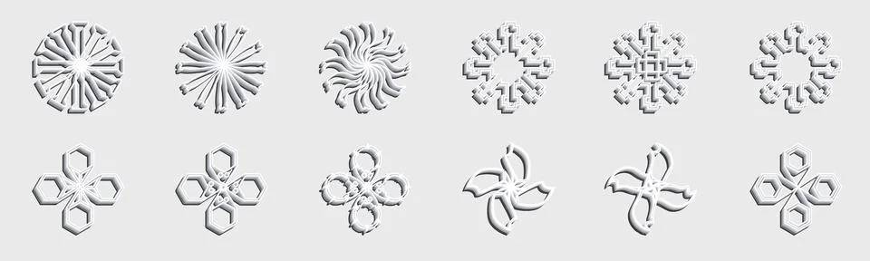 Retro futuristic elements for design. Big collection of abstract graphic Stock Illustration