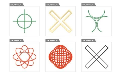 Retro futuristic elements for design. Big collection of abstract graphic Illustrazione stock