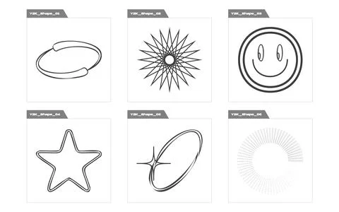 Retro futuristic elements for design. Big collection of abstract graphic Illustrazione stock