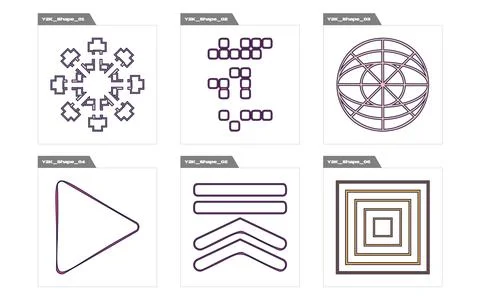 Retro futuristic elements for design. Big collection of abstract graphic 스톡 일러스트