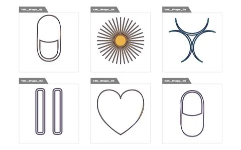 Retro futuristic elements for design. Big collection of abstract graphic Illustrazione stock