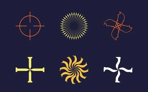 Retro futuristic elements for design. Big collection of abstract graphic Stock Illustration