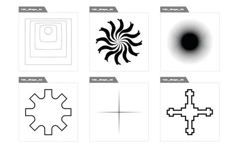 Retro futuristic elements for design. Big collection of abstract graphic Illustrazione stock