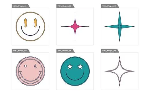Retro futuristic elements for design. Big collection of abstract graphic Stock Illustration