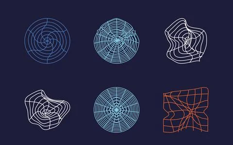Retro futuristic elements for design. Big collection of abstract graphic Illustrazione stock