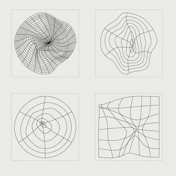 Retro futuristic elements for design. Big collection of abstract graphic Illustrazione stock