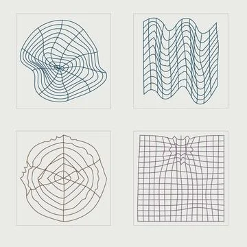 Retro futuristic elements for design. Big collection of abstract graphic Illustrazione stock