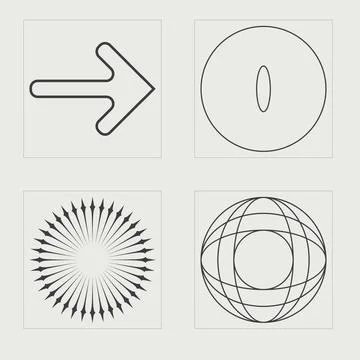 Retro futuristic elements for design. Brutalism star and flower shapes. Objects 库存插图