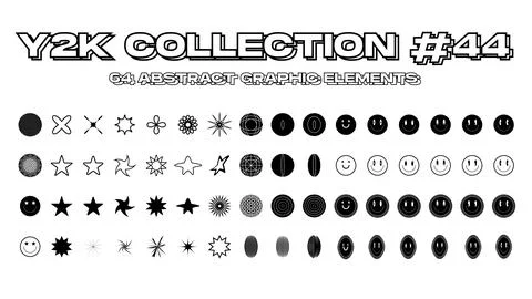 Retro futuristic elements for design. Collection of abstract graphic geometric Stock Illustration