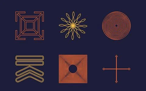 Retro futuristic elements for design. Extraordinary Graphic Assets. Elements for Stock Illustration