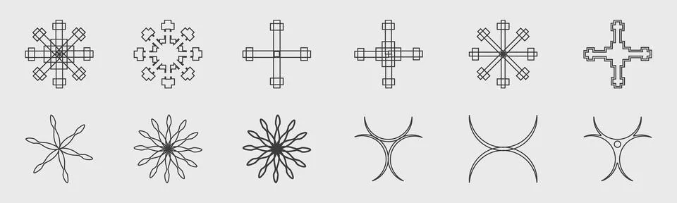 Retro futuristic elements for design. Large set of retro objects for design Illustrazione stock