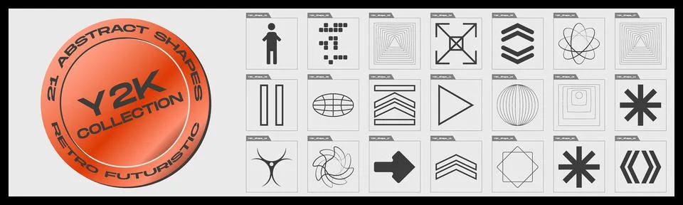 Retro futuristic elements for design. Large set of retro objects for design Illustrazione stock
