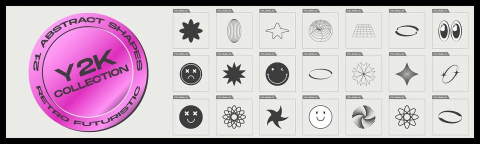Retro futuristic elements for design. Large set of retro objects for design 스톡 일러스트