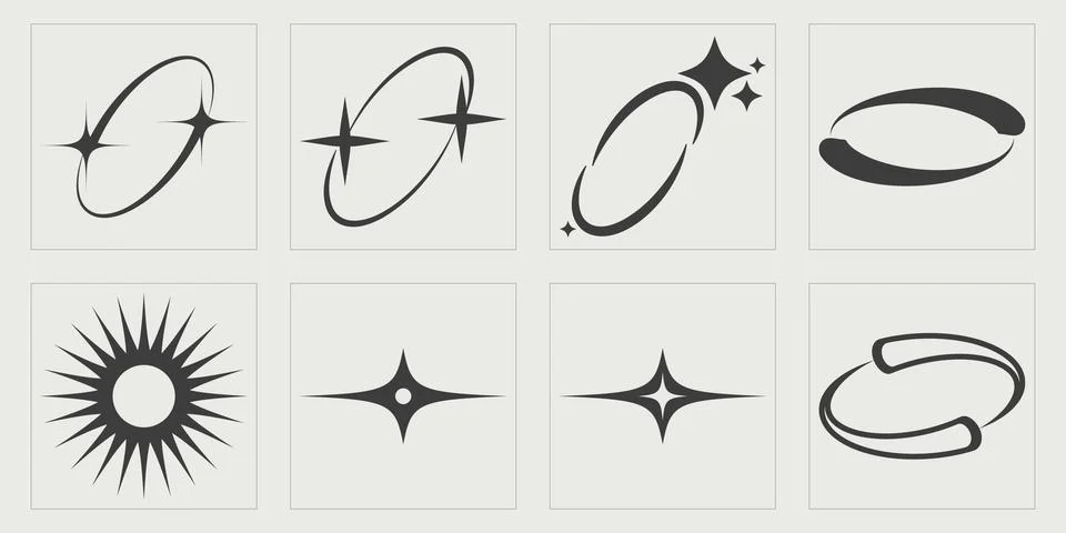 Retro futuristic elements for design. Large set of retro objects for design 스톡 일러스트