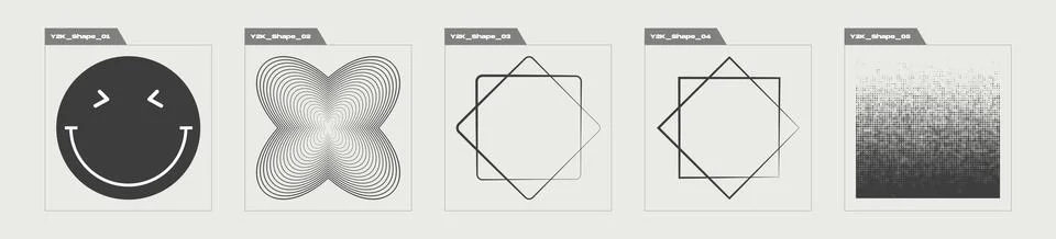 Retro futuristic elements for design. Large set of retro objects for design Illustrazione stock