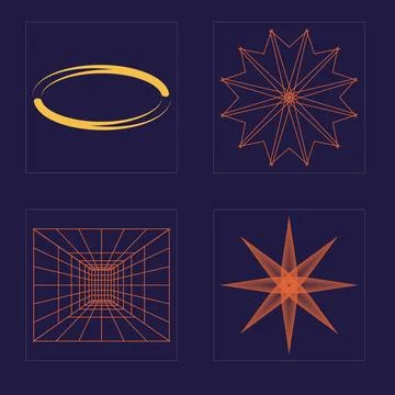 Retro futuristic elements for design. Large set of retro objects for design. For 스톡 일러스트