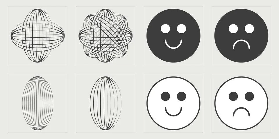 Retro futuristic elements for design. Large set of retro objects for design 库存插图