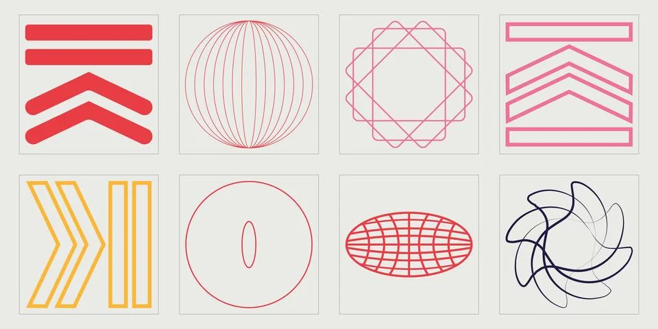 Retro futuristic elements for design. Large set of retro objects for design Stock Illustration