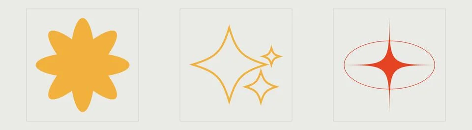 Retro futuristic elements for design. Rave psychedelic retro futuristic set Stock Illustration