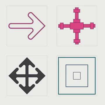Retro futuristic elements for design. Retro futuristic graphic ornaments. Flat Illustrazione stock