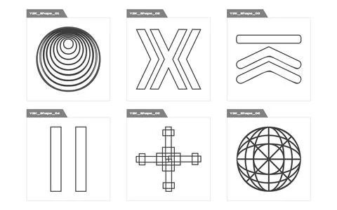 Retro futuristic elements for design. Retro futuristic graphic ornaments Stock Illustration